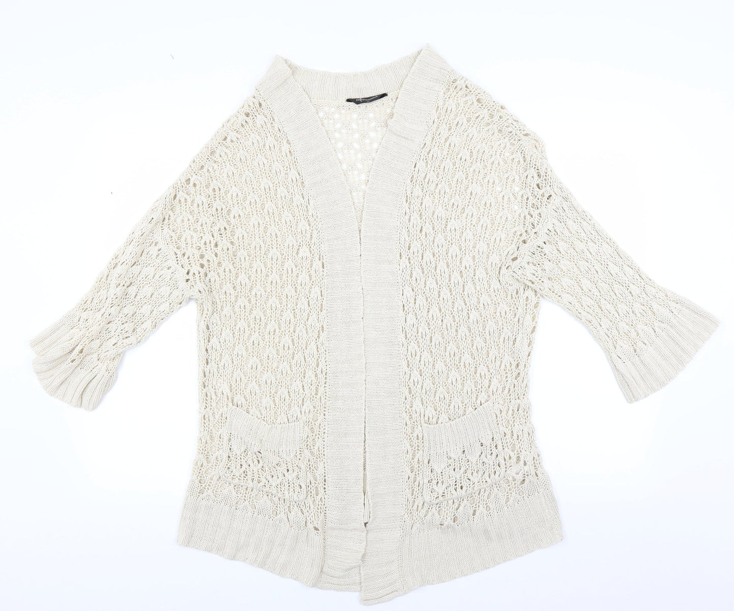 Internacionale Womens Beige   Cardigan Jumper Size 16  - Open knit