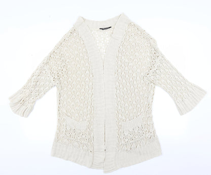 Internacionale Womens Beige   Cardigan Jumper Size 16  - Open knit