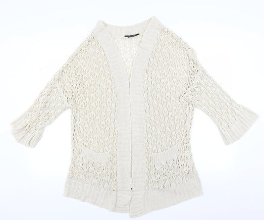 Internacionale Womens Beige   Cardigan Jumper Size 16  - Open knit