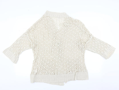Internacionale Womens Beige   Cardigan Jumper Size 16  - Open knit