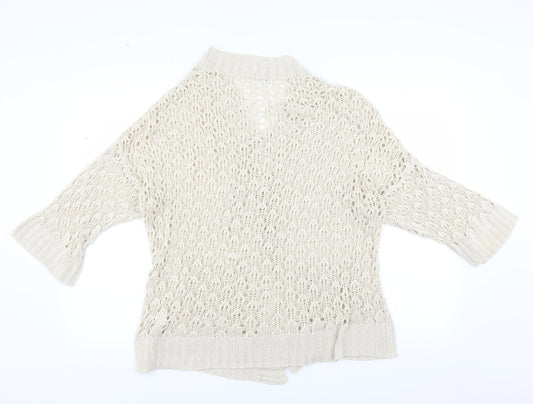 Internacionale Womens Beige   Cardigan Jumper Size 16  - Open knit