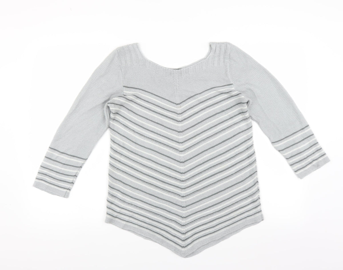 Classics Womens Grey Striped  Pullover Jumper Size M