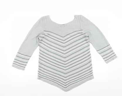 Classics Womens Grey Striped  Pullover Jumper Size M