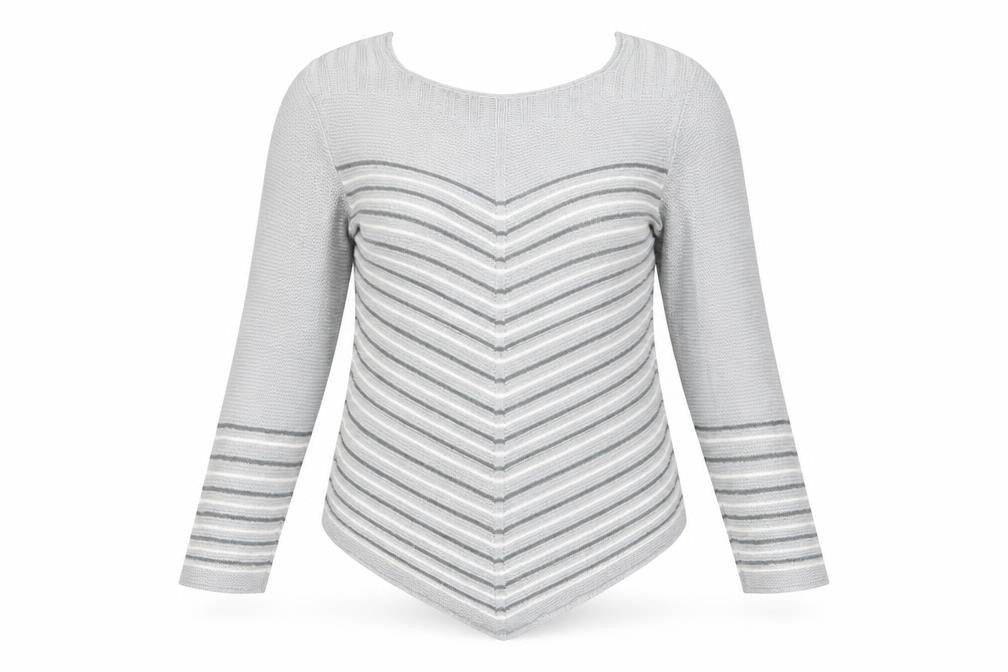 Classics Womens Grey Striped  Pullover Jumper Size M