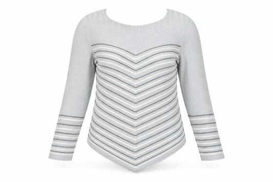 Classics Womens Grey Striped  Pullover Jumper Size M