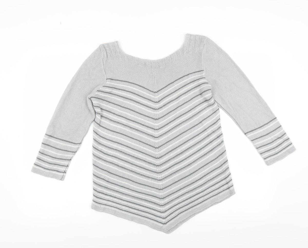 Classics Womens Grey Striped  Pullover Jumper Size M