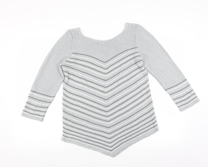 Classics Womens Grey Striped  Pullover Jumper Size M
