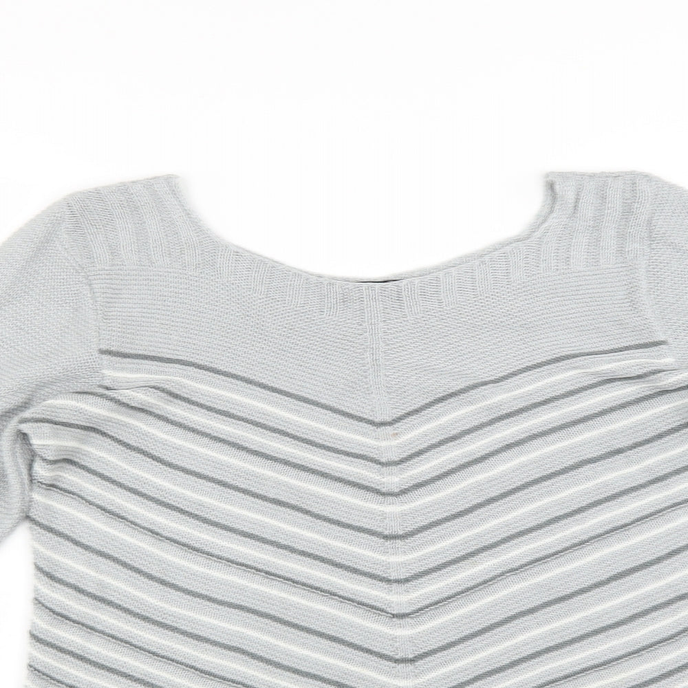 Classics Womens Grey Striped  Pullover Jumper Size M
