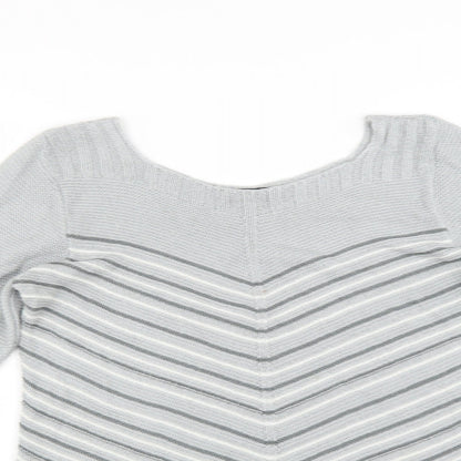 Classics Womens Grey Striped  Pullover Jumper Size M