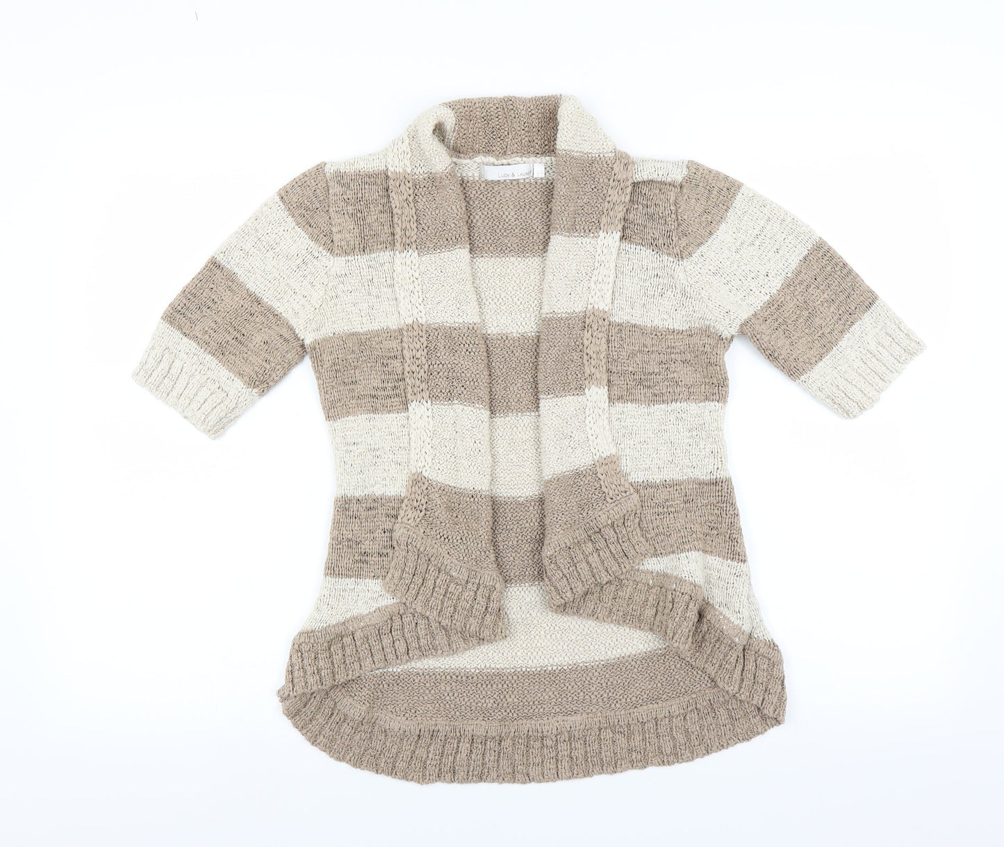 lucy & laurel Womens Beige Striped  Cardigan Jumper Size 14