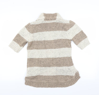 lucy & laurel Womens Beige Striped  Cardigan Jumper Size 14