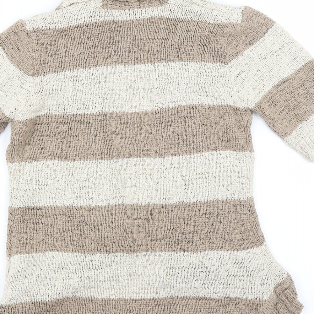lucy & laurel Womens Beige Striped  Cardigan Jumper Size 14