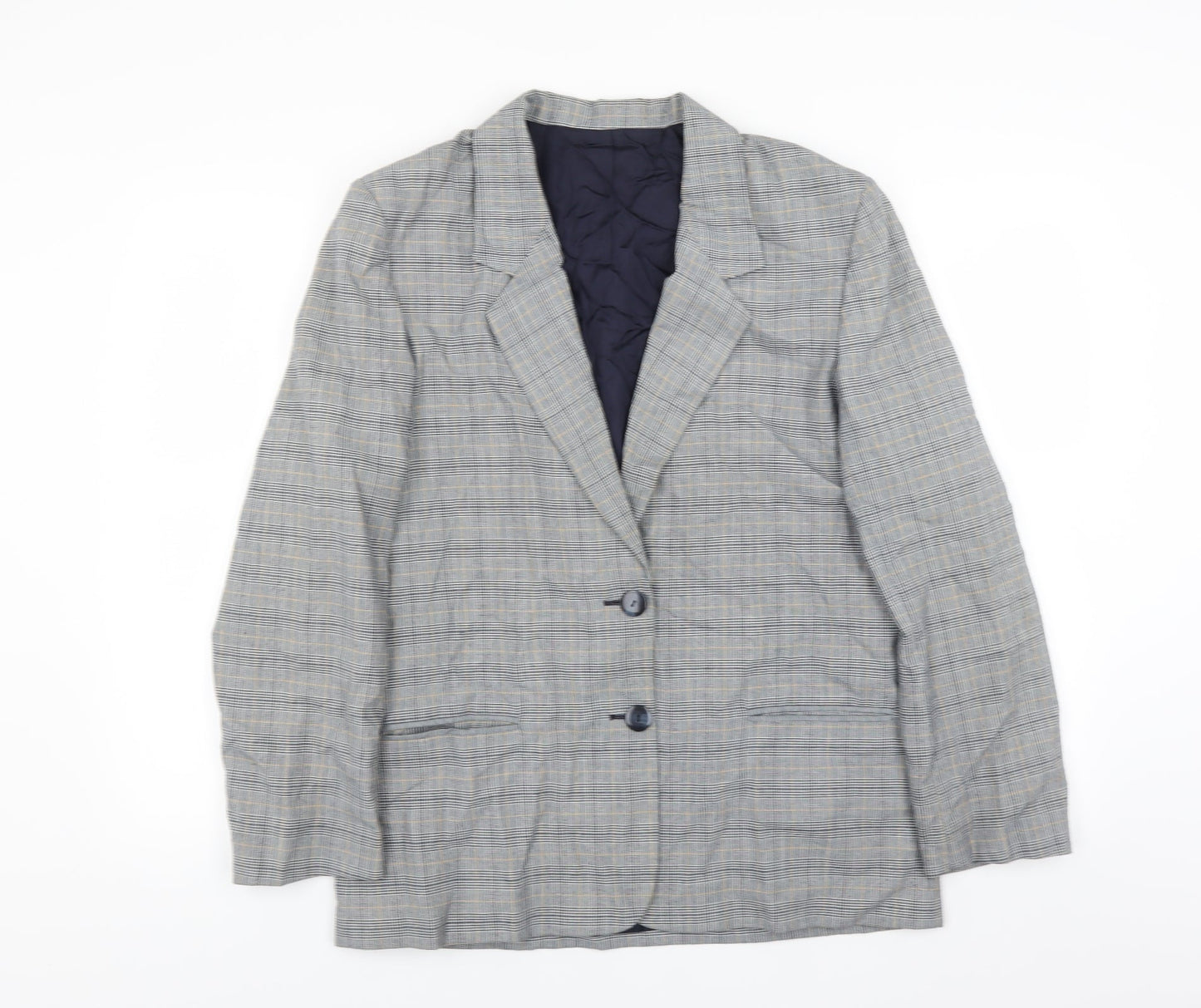 BHS Womens Blue Plaid  Jacket Suit Jacket Size 14