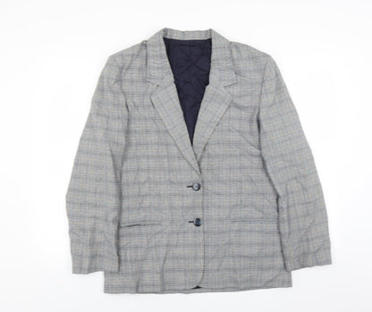 BHS Womens Blue Plaid  Jacket Suit Jacket Size 14
