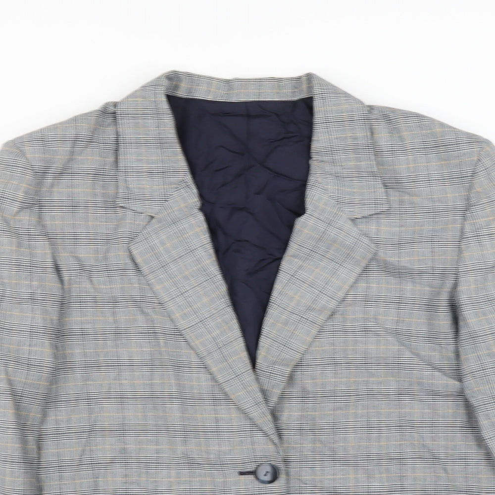 BHS Womens Blue Plaid  Jacket Suit Jacket Size 14