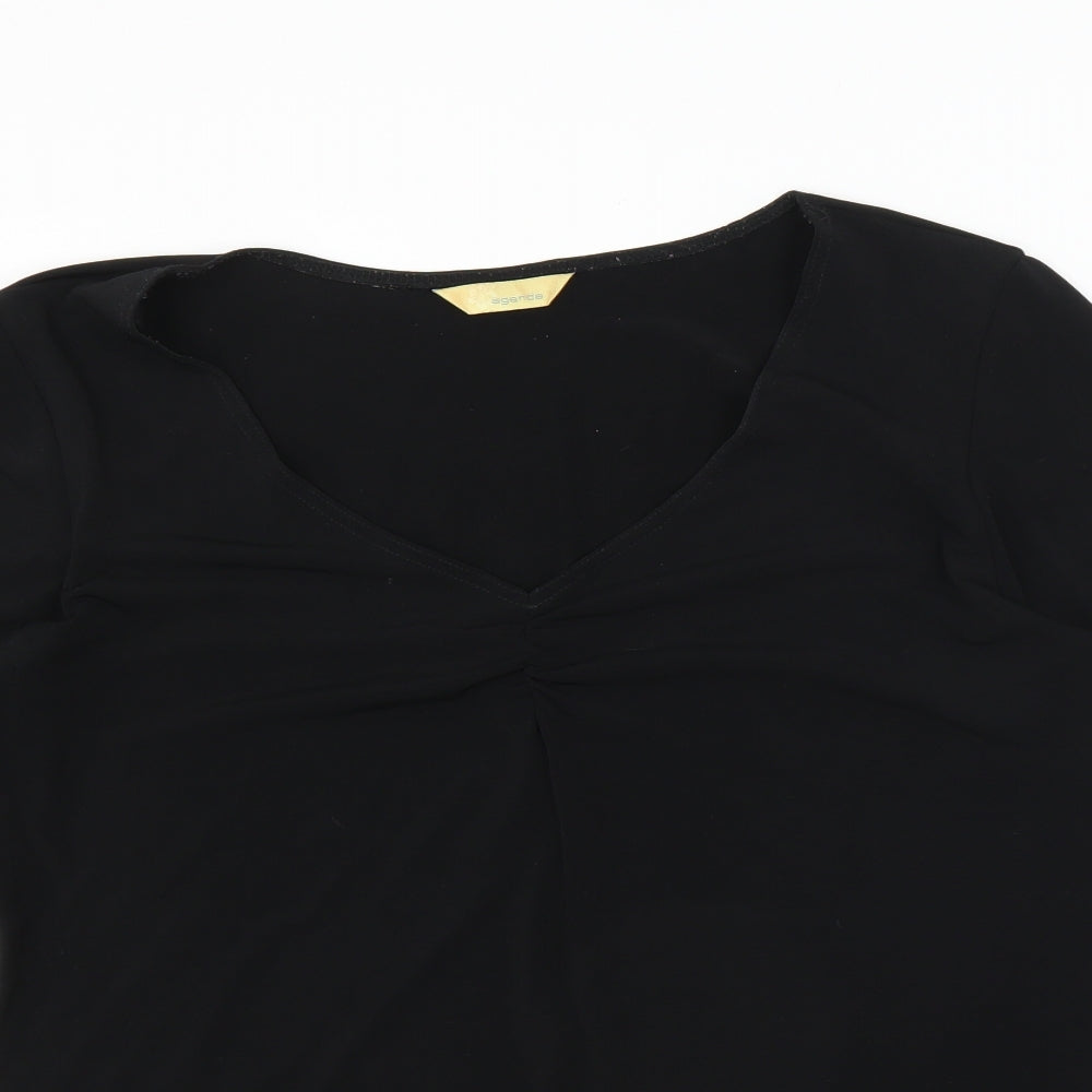 Womens UK Size 16 Agenda Black Basic Blouse