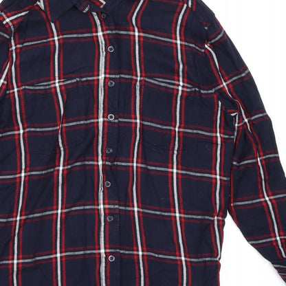 Avenue Womens Blue Check  Basic Button-Up Size 8