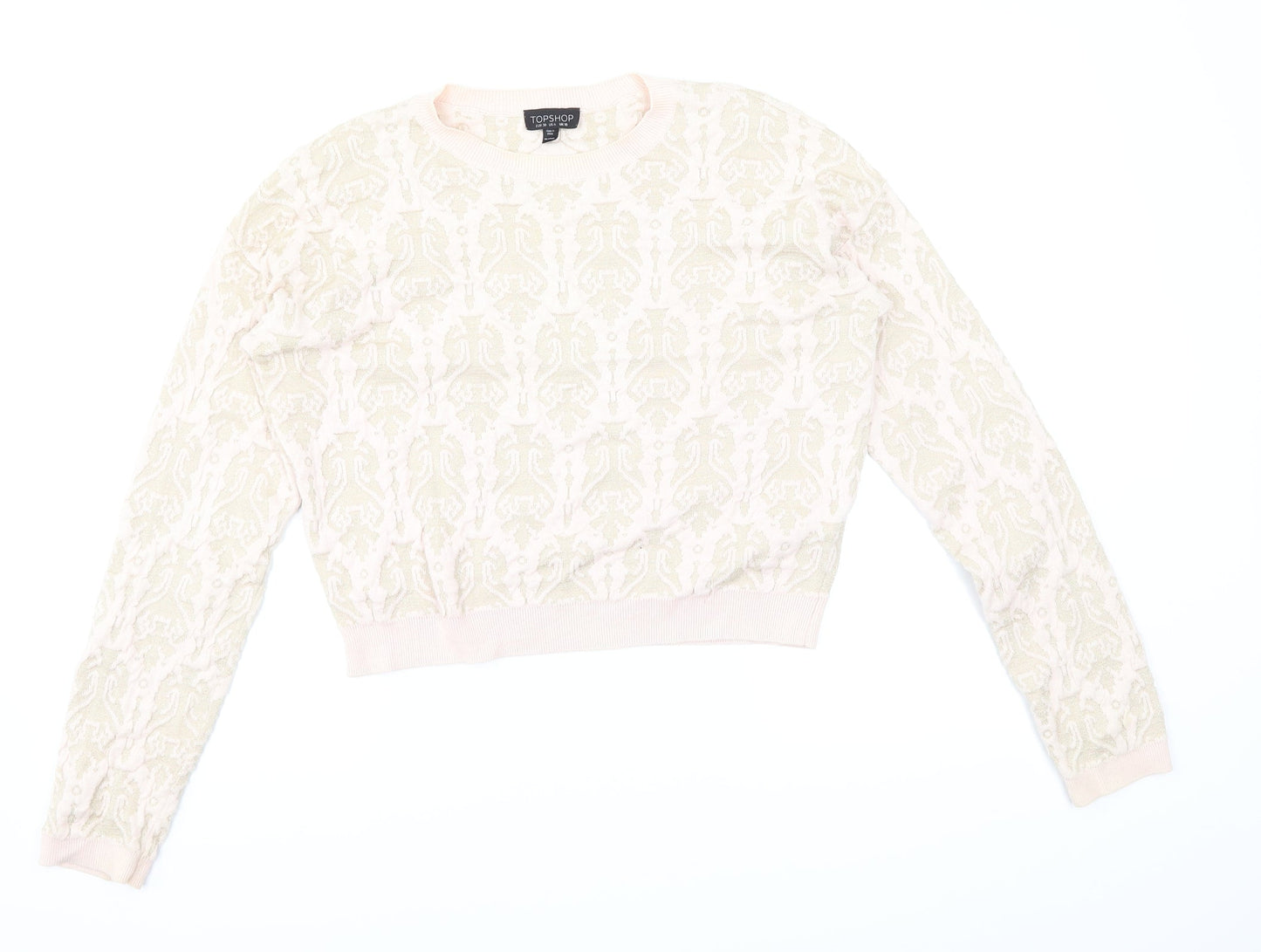 Topshop Womens Pink Floral  Pullover Jumper Size 10