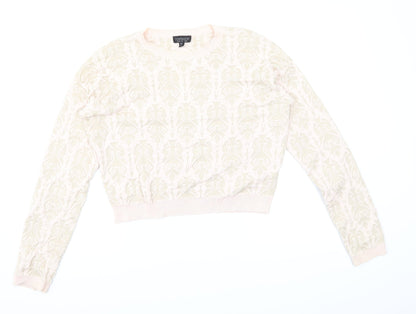 Topshop Womens Pink Floral  Pullover Jumper Size 10
