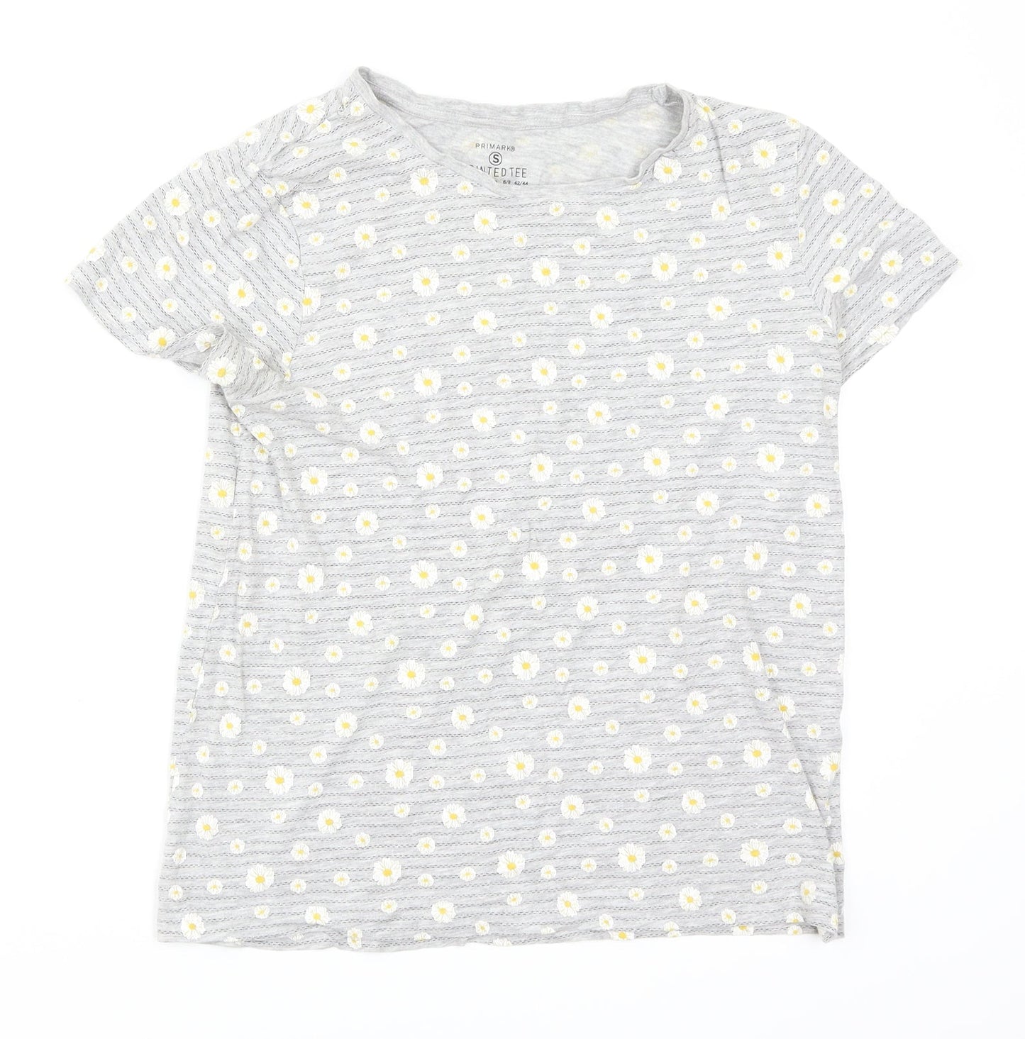Primark Womens Grey Floral  Basic T-Shirt Size 12