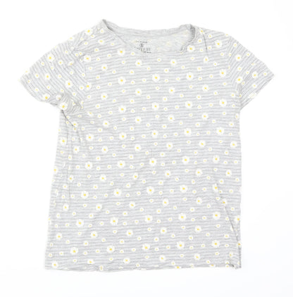 Primark Womens Grey Floral  Basic T-Shirt Size 12