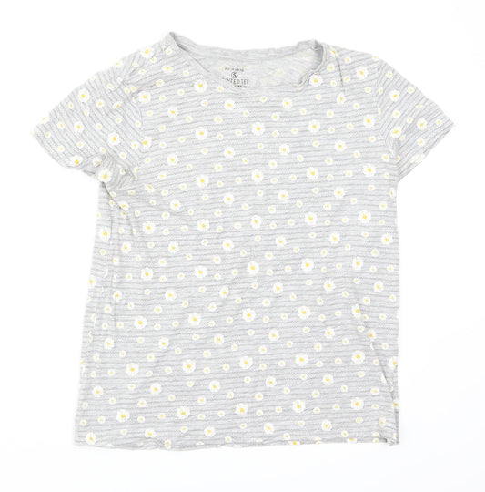 Primark Womens Grey Floral  Basic T-Shirt Size 12