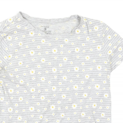 Primark Womens Grey Floral  Basic T-Shirt Size 12