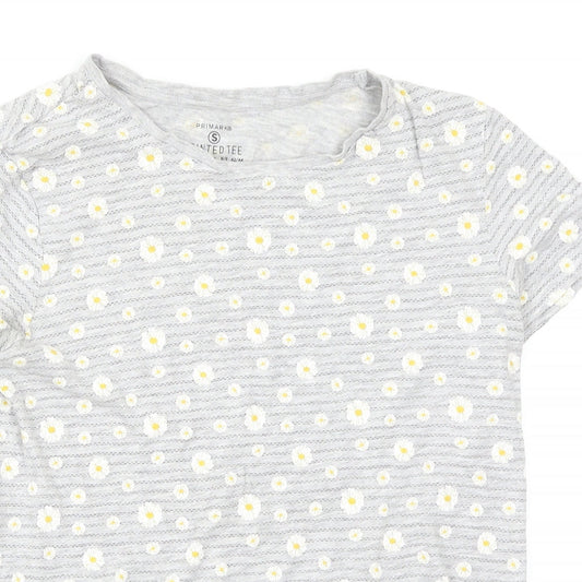 Primark Womens Grey Floral  Basic T-Shirt Size 12