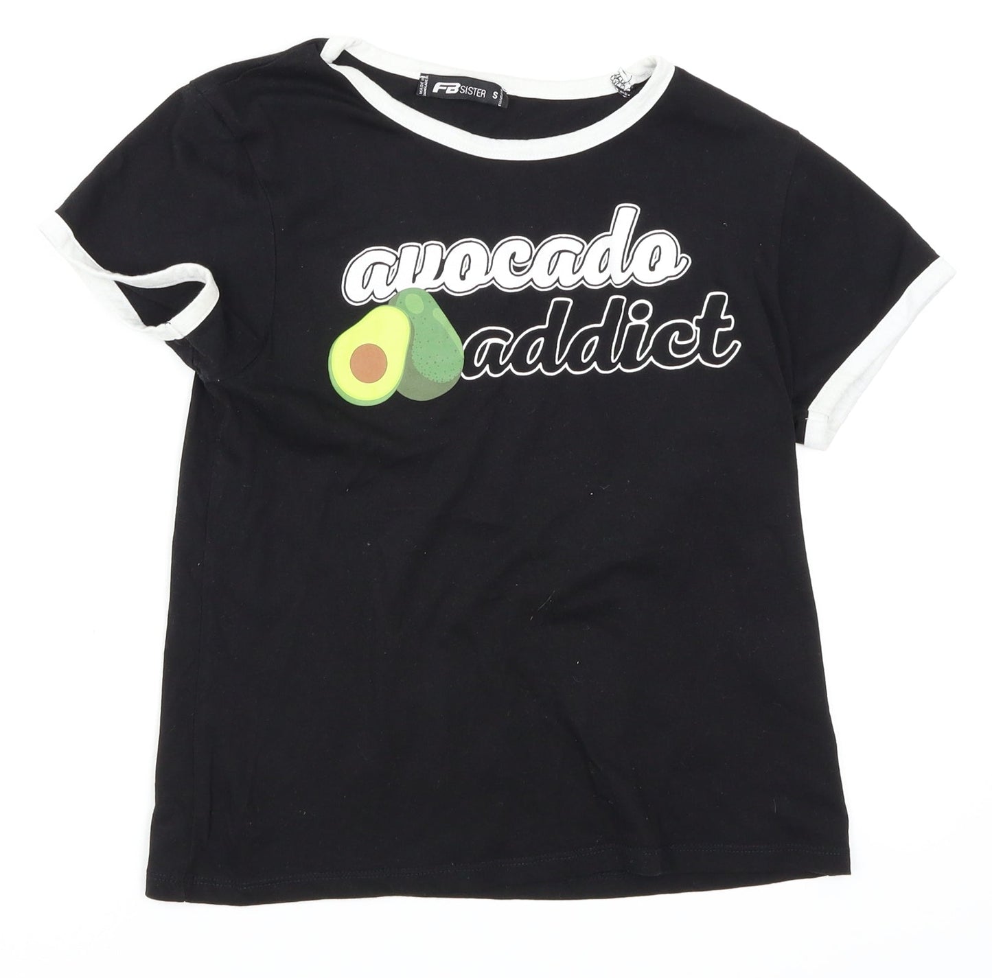 Womens UK Size 6 FB Sister Black Basic T-Shirt