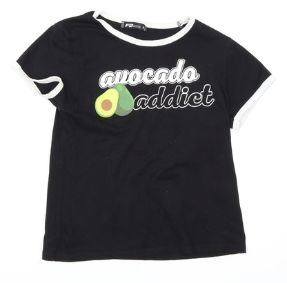 Womens UK Size 6 FB Sister Black Basic T-Shirt
