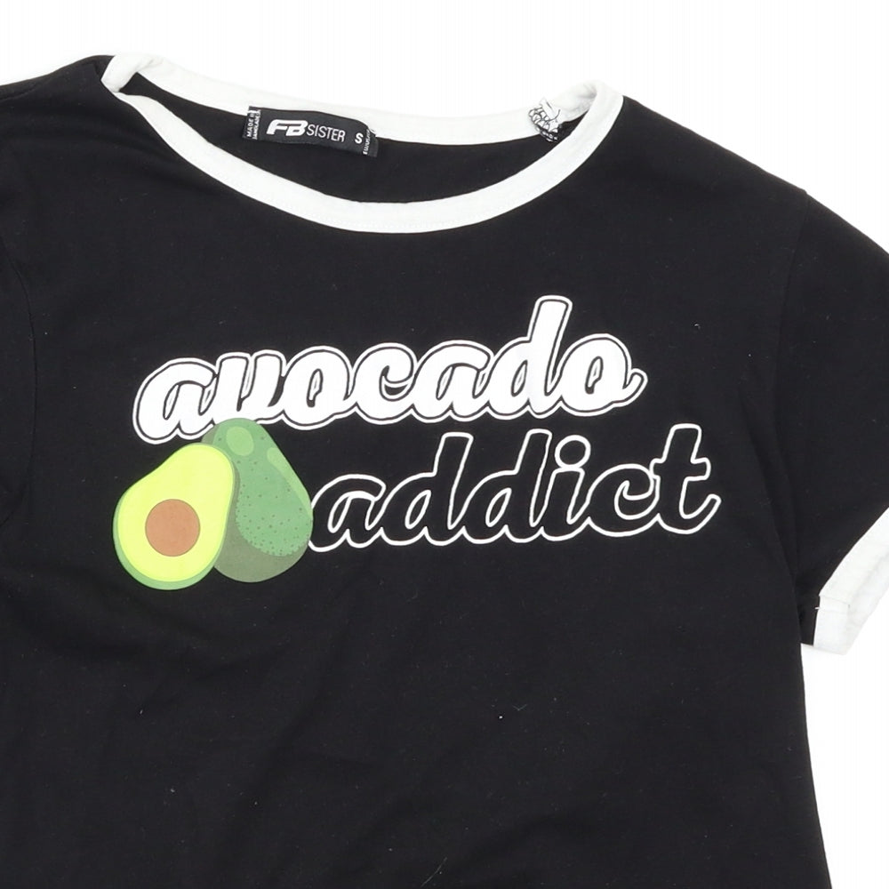 Womens UK Size 6 FB Sister Black Basic T-Shirt