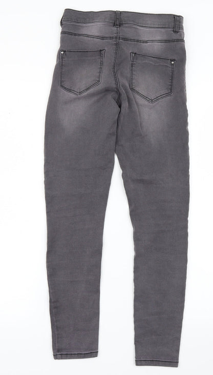 Dorothy Perkins Womens Grey  Denim Straight Jeans Size 8 L26 in
