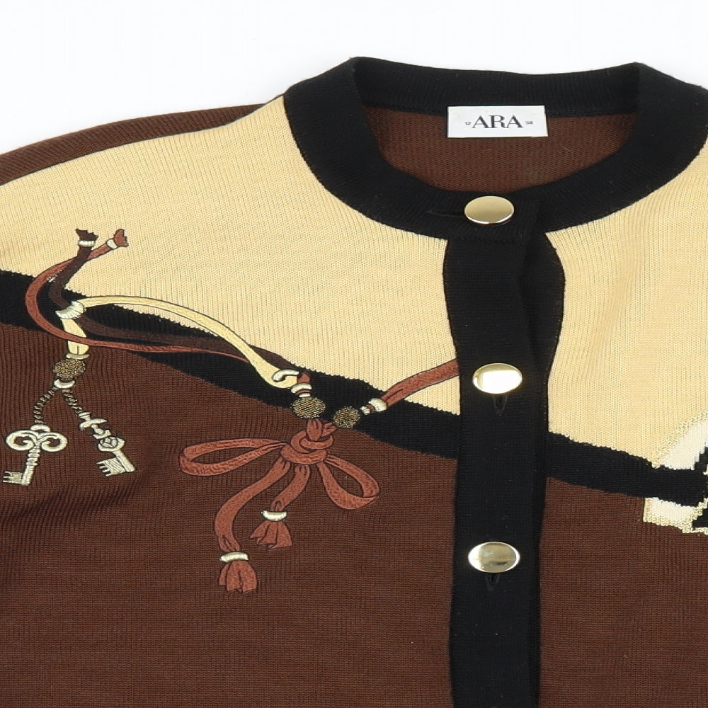 ara Womens Brown  Knit Cardigan Jumper Size 12