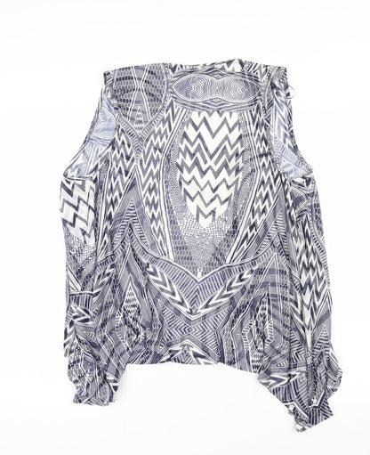 George Womens Blue Geometric  Cardigan Jumper Size 12