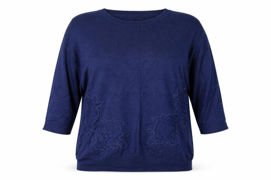 Soon Womens Blue Floral  Pullover Jumper Size 18