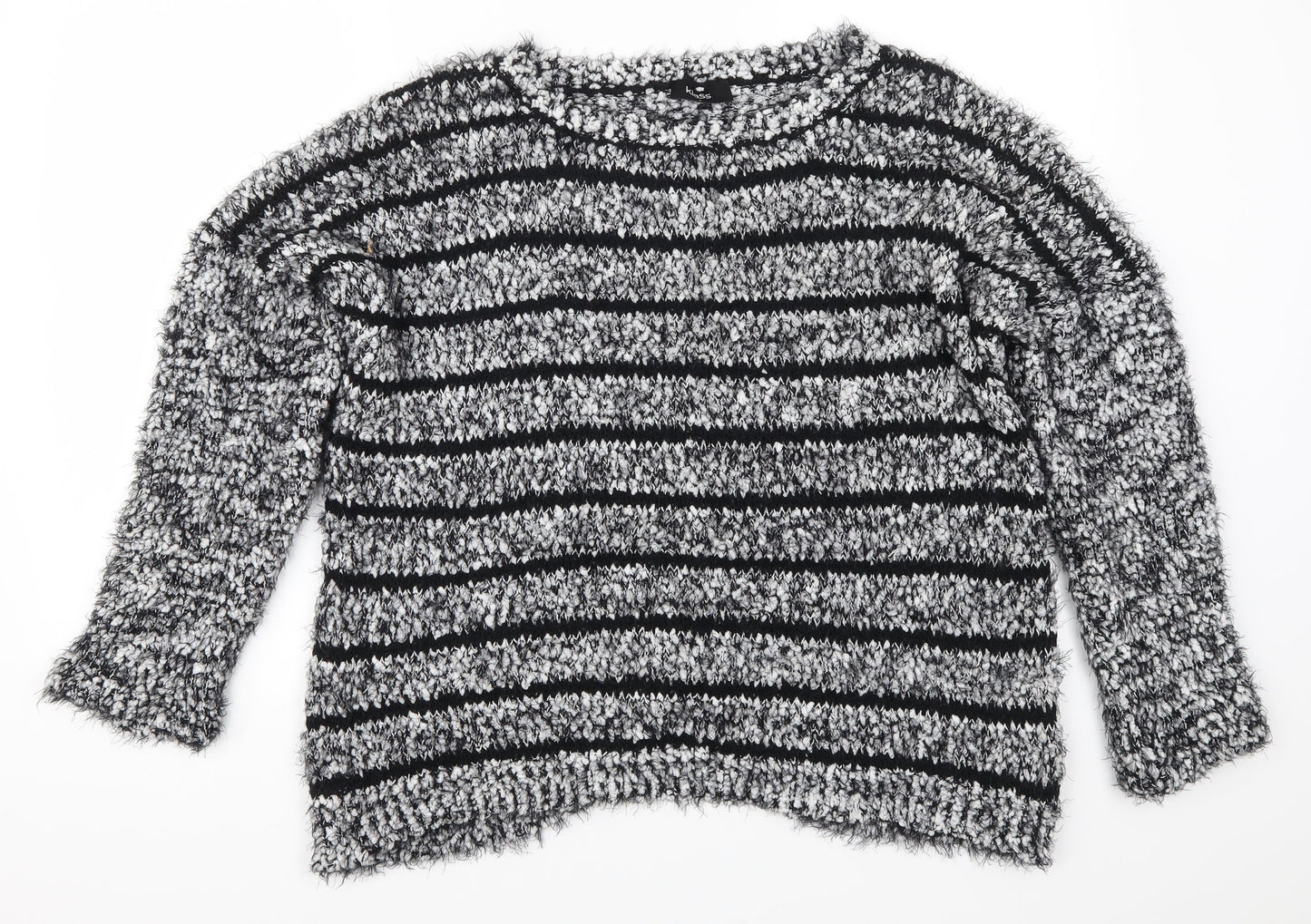 Klass Womens Grey Striped  Pullover Jumper Size L