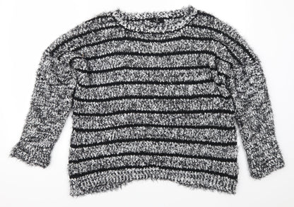 Klass Womens Grey Striped  Pullover Jumper Size L