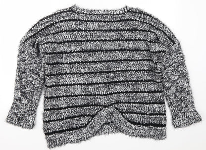 Klass Womens Grey Striped  Pullover Jumper Size L