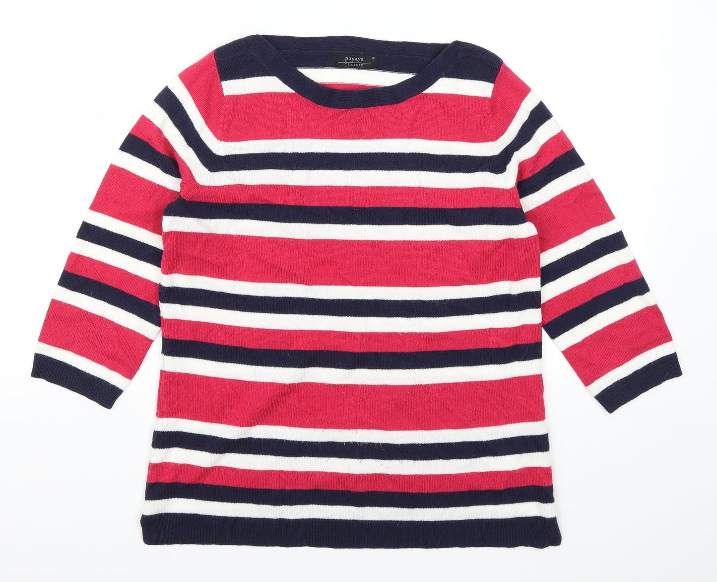 Papaya Womens Pink Striped  Pullover Jumper Size 12