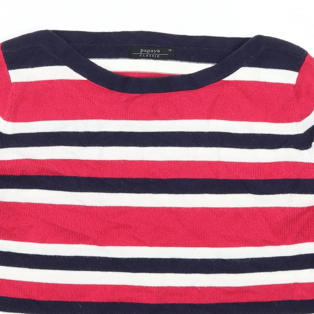 Papaya Womens Pink Striped  Pullover Jumper Size 12