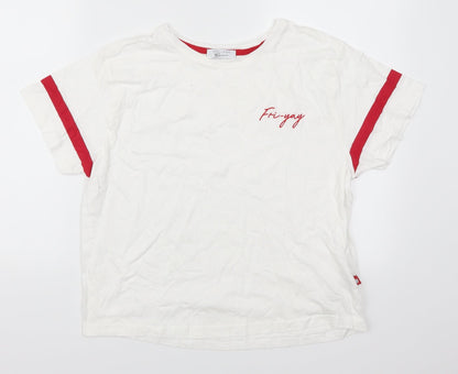 New Look Girls White Solid  Top Pyjama Set Size L  - Fri-Yay