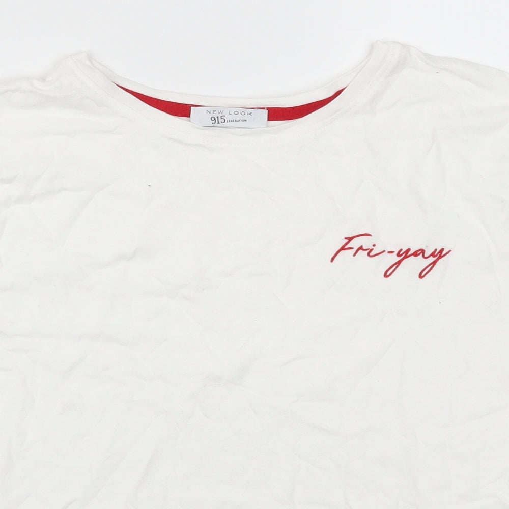 New Look Girls White Solid  Top Pyjama Set Size L  - Fri-Yay