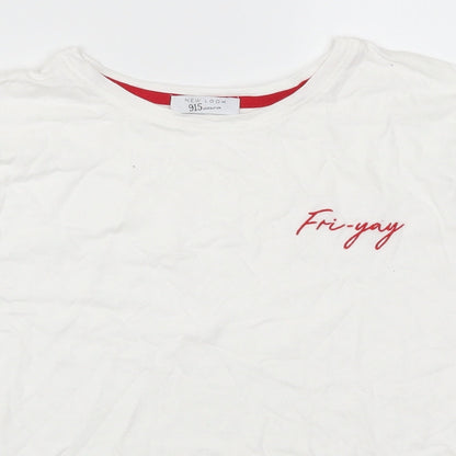 New Look Girls White Solid  Top Pyjama Set Size L  - Fri-Yay