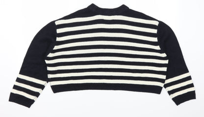 Topshop Womens Blue Striped  Pullover Jumper Size 8
