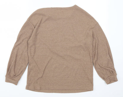 Womens UK Size M Preworn Brown Basic T-Shirt