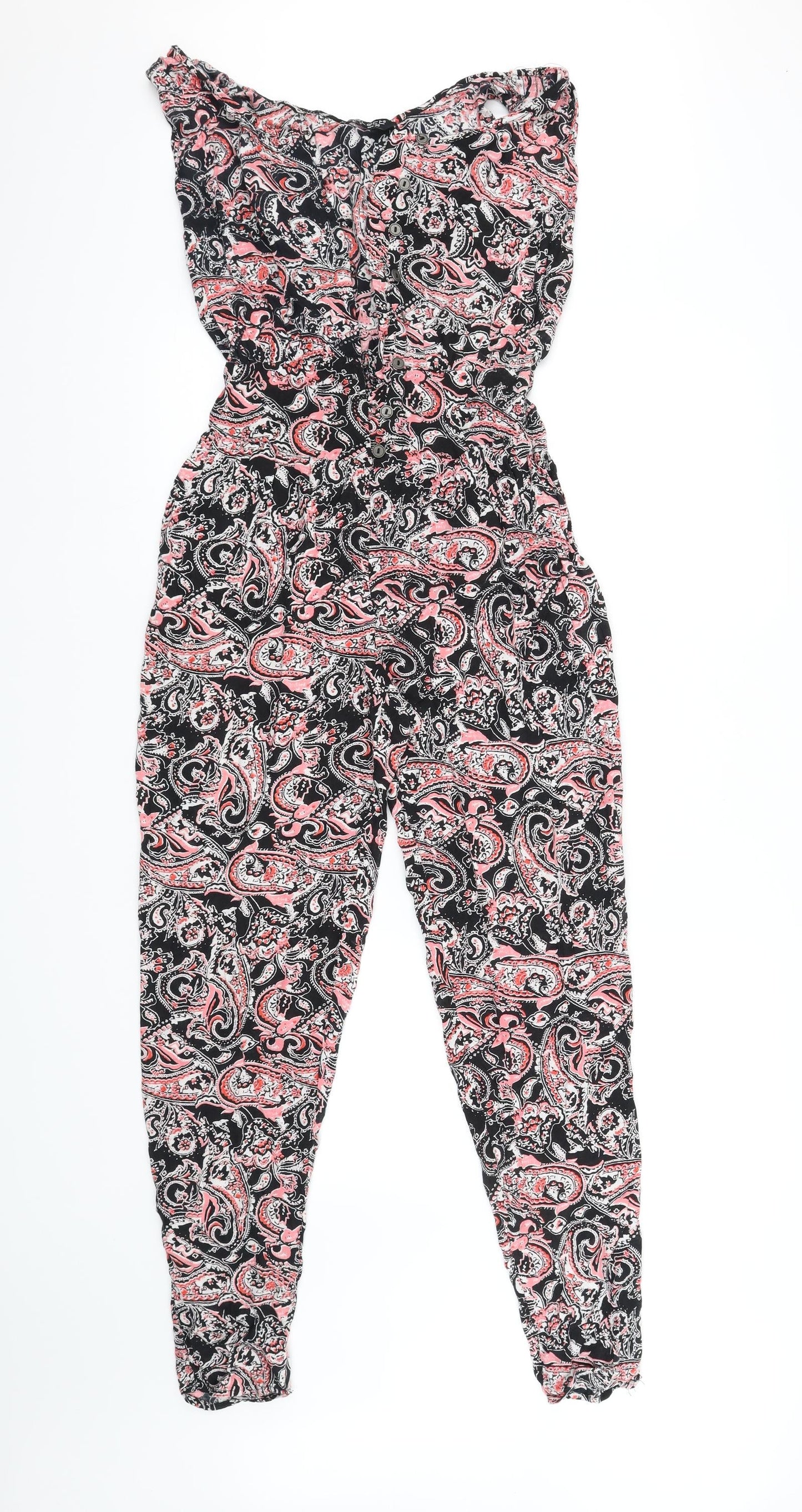 Select Womens Black Geometric  Jumpsuit One-Piece Size 8