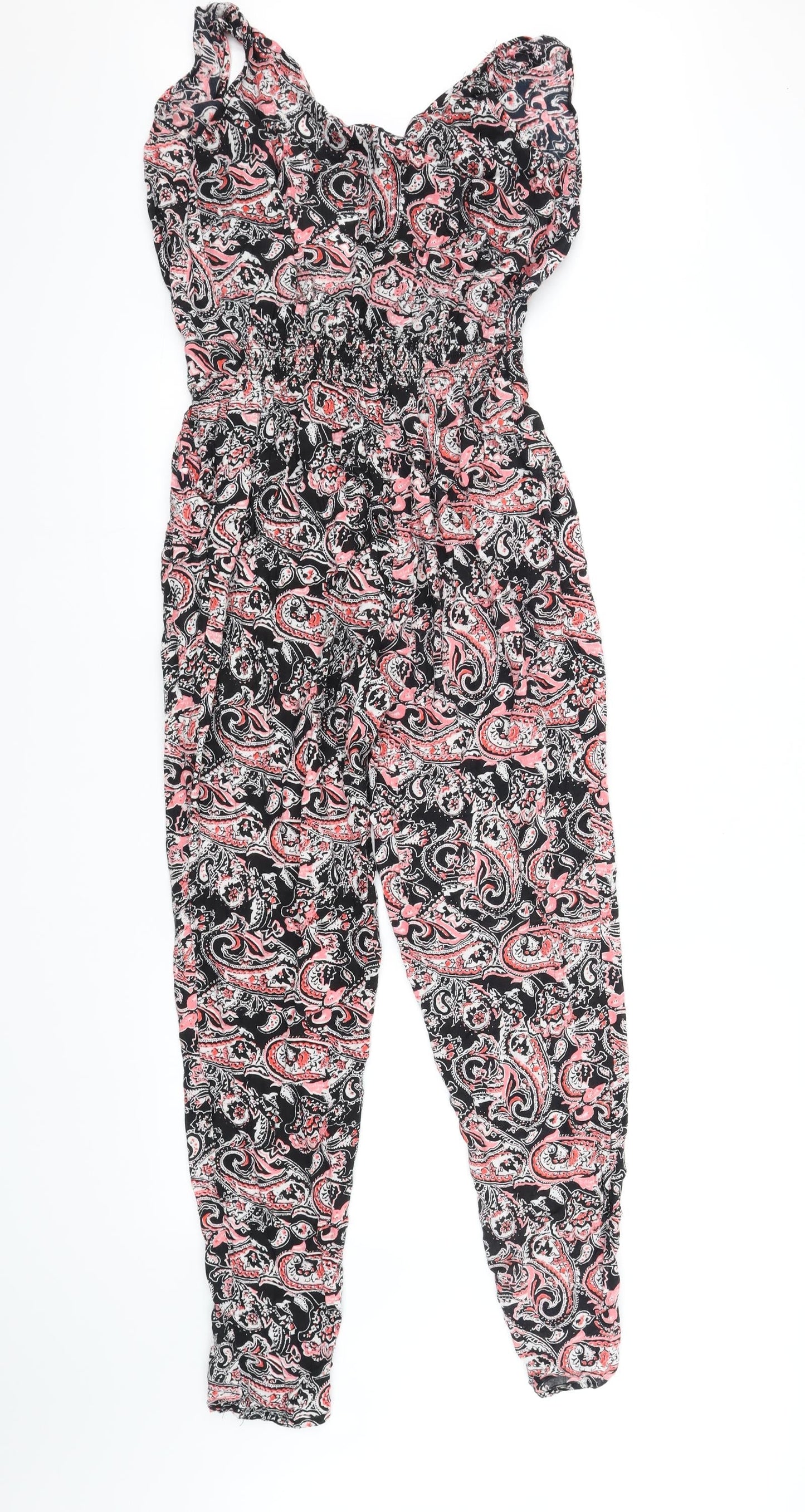 Select Womens Black Geometric  Jumpsuit One-Piece Size 8