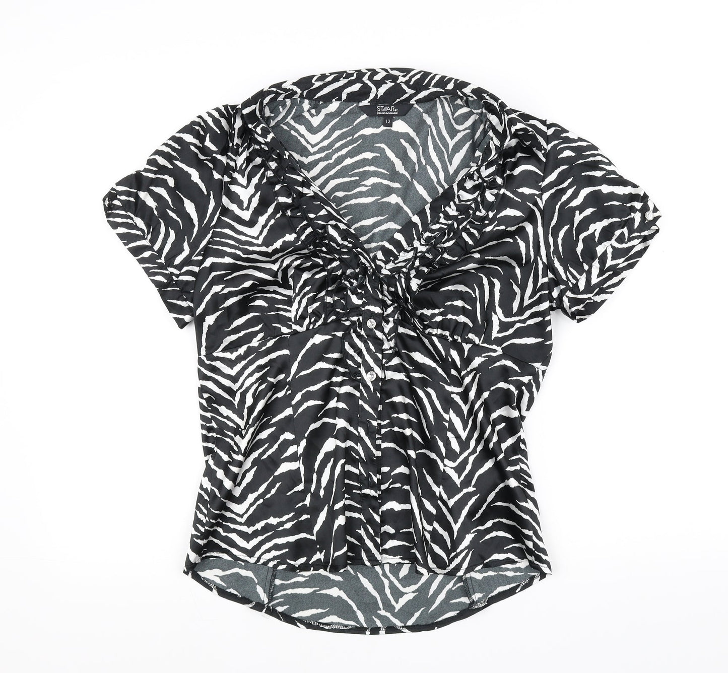 Womens UK Size 12 Star Black Basic Blouse