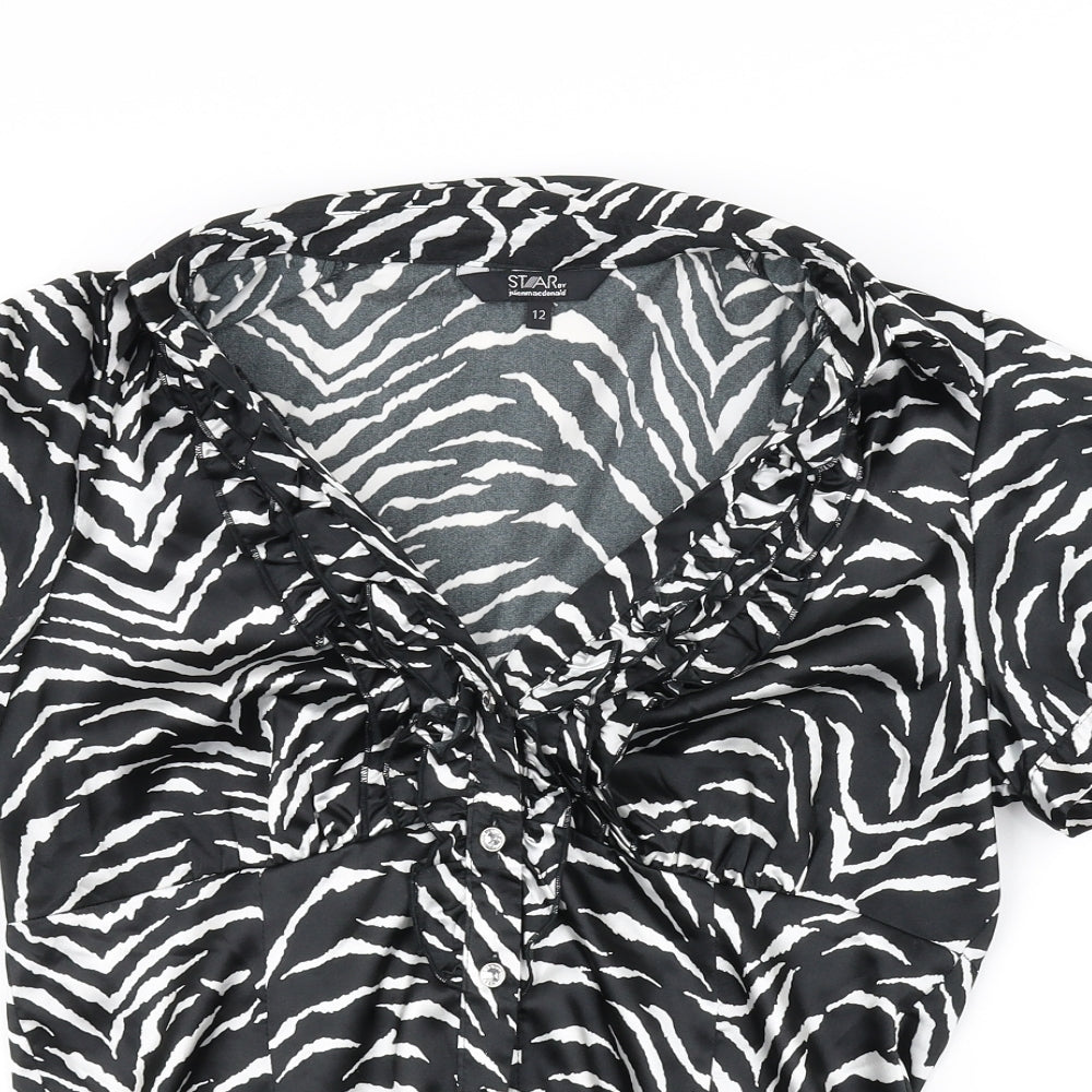 Womens UK Size 12 Star Black Basic Blouse