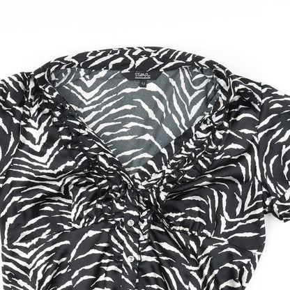 Womens UK Size 12 Star Black Basic Blouse